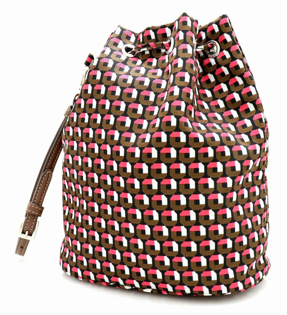 Prada TESSUTO STAMPA ROSA Drawstring Multi Leather Multicolor - Picture 2 of 9
